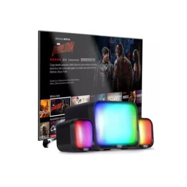 Imagem de Home Theater Bluetooth Caixa De Som 2.1 Subwoofer Led Rgb Mini System para computador, notebook, TV Potente 16W Alimentação 5V Via USB Acompanha Fone De Ouvido