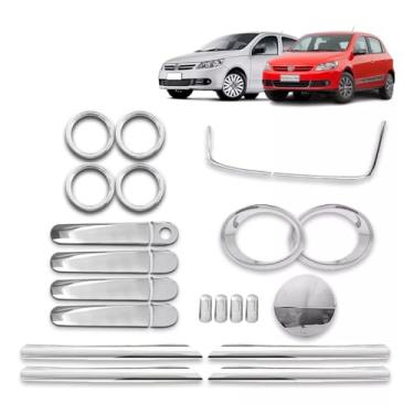 Imagem de Kit Apliques Maçanetas + Aplique de Saida de Ar + Aplique inferior de grade + Aplique Dianteira de grade + Aplique de farol de milha adaptável para Gol G5 2008/2013 Voyage G5 2008 2009/2013