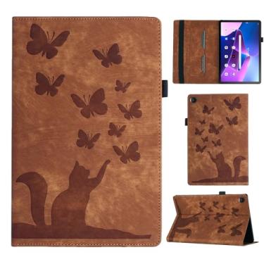 Imagem de Refilerss Capa para Lenovo Tab M10 Plus 3ª geração de couro PU de 10,6 polegadas com suporte conveniente, proteção à prova de choque, capa flip com estampa de gato borboleta M10 Plus 3 Geração