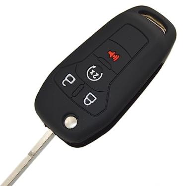 Imagem de Capa protetora de borracha de silicone para Ford F150 F250 F350 F450 F550 Raptor Ranger Transit Fusion Bronco Lightning Maverick XLT (Flip Key)