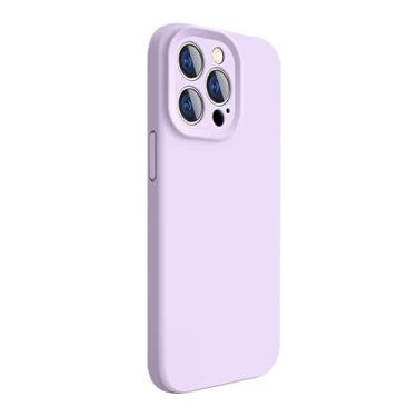 Imagem de Capa para iPhone 15 Pro: Capa protetora completa de silicone líquido para Apple iPhone 15 Pro à prova de choque com recorte preciso Untra Thin (roxo claro)