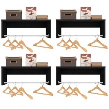 Imagem de Kit 4 Nichos Cabideiros Suspensos Berlim Preto - Lumil Móveis