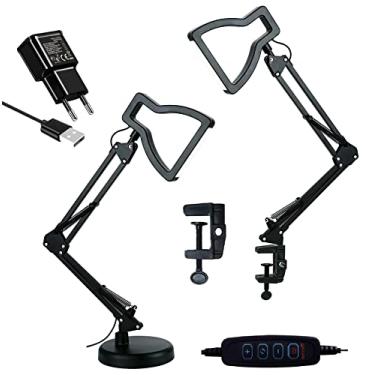 Imagem de Luminária Articulada 3x1 Mesa Abajur LED 3D Bivolt 110v 220v USB Dimmer PT-E2 Cor: Preto