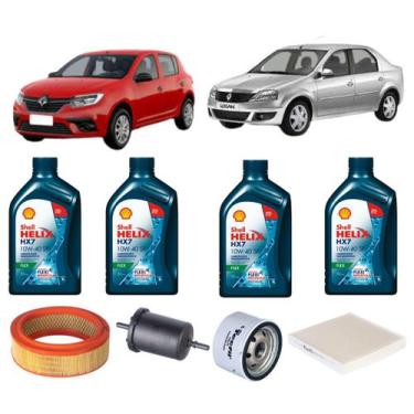 Imagem de Kit revisao troca de oleo logan sandero 1.6 8v 2007 a 2013 - SHELL