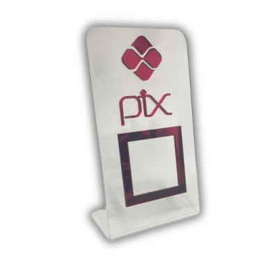 Imagem de Expositor QR CODE PIX - Cristal com Rosa - Lm Balcoees