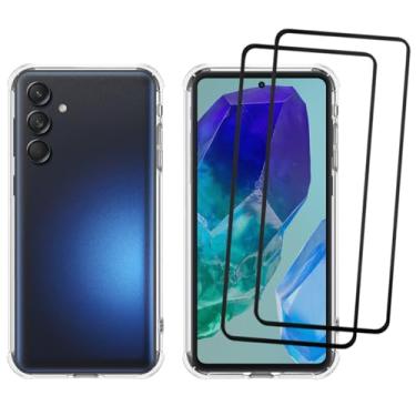 Imagem de Capa M55 5g, Capinha Anti Impacto e 2x Pelicula Vidro 3D Para Samsung Galaxy M55 Case Transparente Proteção de Câmera