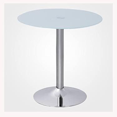 Imagem de Mesa de bar alta mesa de bistrô redonda de vidro com pedestal mesa de jantar de cozinha de vidro 60/70/80 cm circular moderna 2-4 lugares mesa bistrô base cromada