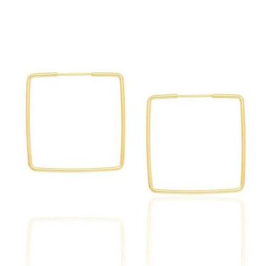 Imagem de Brincos banhado ouro 3x 24k 18k e 22k femininos argola fina quadrado r