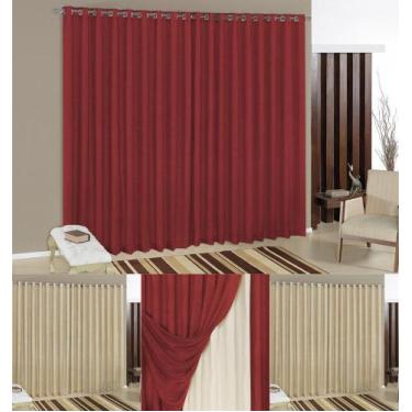 Imagem de cortina para sala 300cm x 260cm de cetim amassado com forro microperca