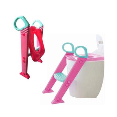 Imagem de Redutor Assento Sanitário Infantil Escadinha Baby Style Rosa