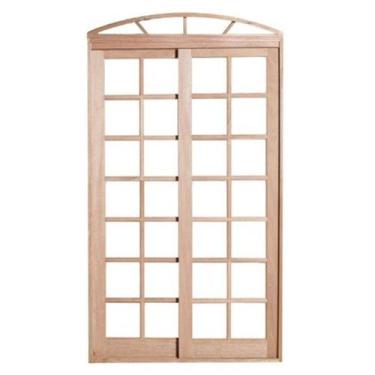 Imagem de Porta Balcão de Correr de Madeira Cedro Arana 2 Folhas Em Arco Esquadr