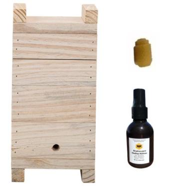 Imagem de Caixa Jatai Inpa Abelha Sem Ferrão + Loção Atrativa E Cera - Apiario M