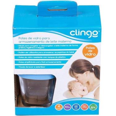 Imagem de Kit 4 Potes de Vidro para Armazenar Leite Materno ou Papinha Clingo, A