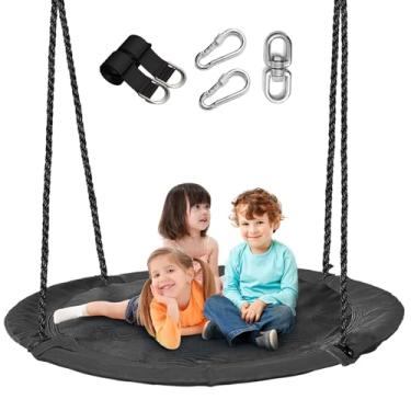 Imagem de 43 inch Saucer Tree Swing for Kids,700lbs Textilene Flying Round Swing Heavy Duty, Waterproof and All-Weather Resistant,Swivel,Adjustable Strong Ropes,Easy to Install,Outdoor Playground Backyard