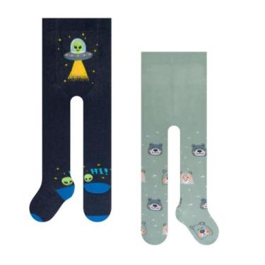 Imagem de Meia Calça Bebê Ceroula Menino  Algodão Selene 9003, P, Azul Escuro, M