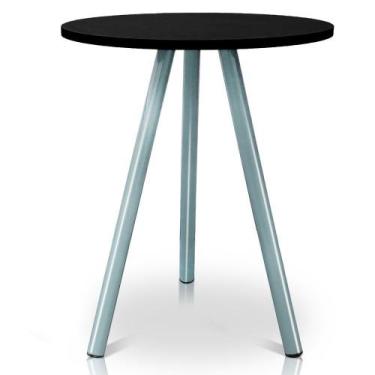 Imagem de Mesa de Canto Lateral Atlanta Tripé Redonda Tampo em MDF - Prata e Pre