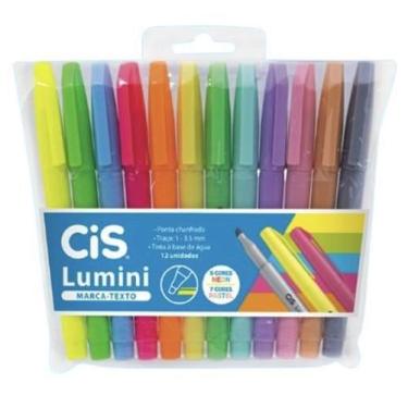Imagem de Caneta Marca Texto Lumini Estojo Com 12 Cores Cis, 5, 12