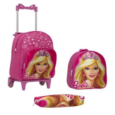 Imagem de Bolsa Escolar Feminina Infantil Rodinha Barbie Reforçada - Toys 2U