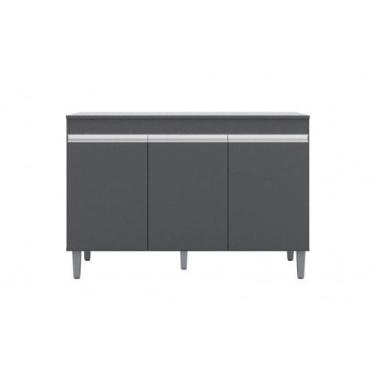 Imagem de Armário Balcão Multiuso Manu 120cm 3 Portas S/Tampo Cinza- Ajl Móveis