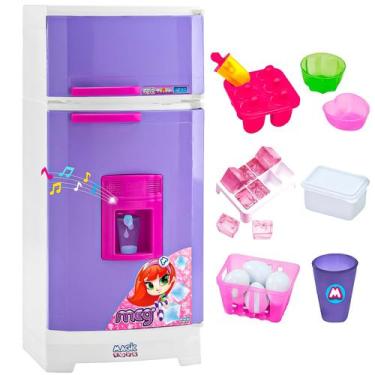 Imagem de Geladeira De Brinquedo Magic Super Lilás Para Meninas Emite Sons E Luz
