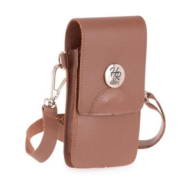 Imagem de Bolsa pequena Lateral Carteira Feminina Porta Celular Cartão 100% couro Legítimo C/fecho de imã (marrom)