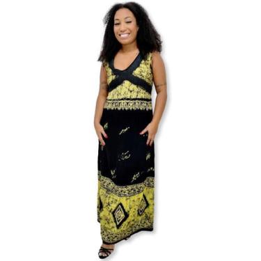 Imagem de Vestido Longo Indiano Regata Bordado Batik com Renda 1015 - Sarat Moda