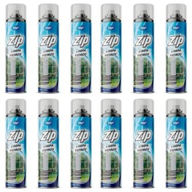 Imagem de Kit 12 limpa vidros desengordura e protege sem manchas spray zip 400ml
