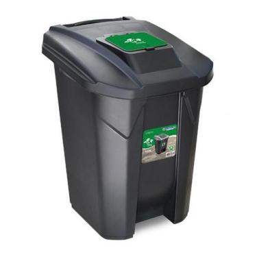 Imagem de Lixeira Preta 120L Coleta De Lixo Grande Tampa Click Cozinha - Arqplas