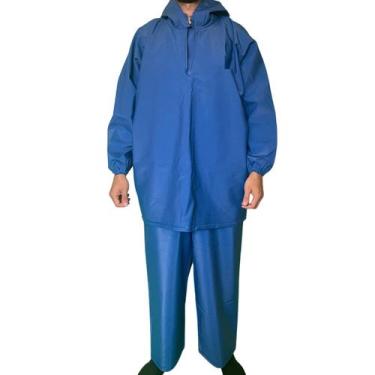 Imagem de Capa De Chuva Azul Jardineira Casaco Impermeável profissional reforçad