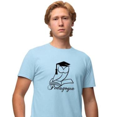 Imagem de Camisa Camiseta Masculina Estampada Pedagogia Coruja 100% Algodão Fio 