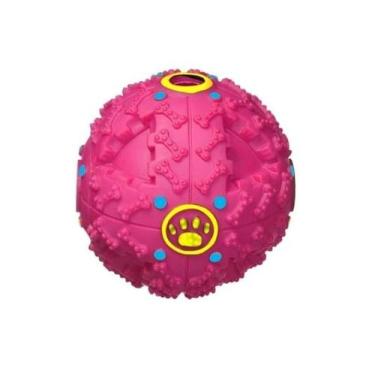 Imagem de Bola Interativa Porta Petisco Ração Para Cachorro Emite Som Brinquedo 