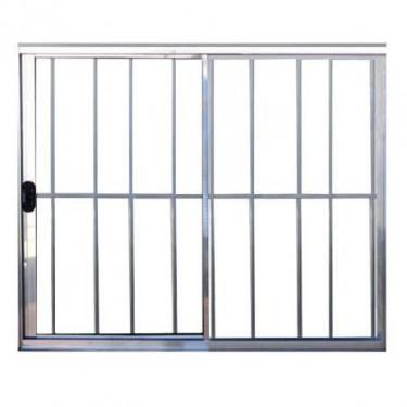 Imagem de Janela 2 folhas 1,20x1,20 com grade no alumínio brilhante - Comercial 