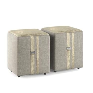 Imagem de KIT, Conjunto 2 Puff Banqueta Quadrado Domus, cor Cinza