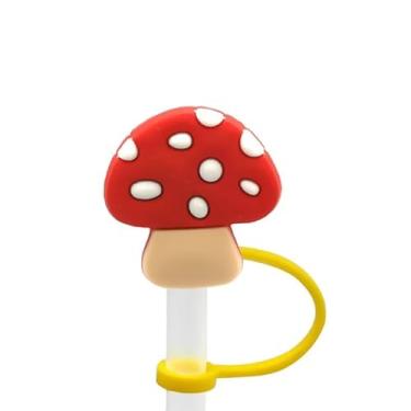 Imagem de Sewant Capa de palha de cogumelos para copo Stanley de 40 e 850 g, tampa de cobertura de palha de silicone de 8 mm para acessórios de copo Stanley, bonito topo de palha para copos, tampa de palha para