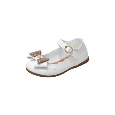 Imagem de Sapatilha Boneca Infantil Menina Laço Glitter Branca - Raniel Calçados
