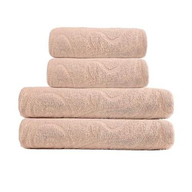 Imagem de 4 Toalhas Grandes Grossas Macias 100% Algodão Ótima Absorção - Bella E