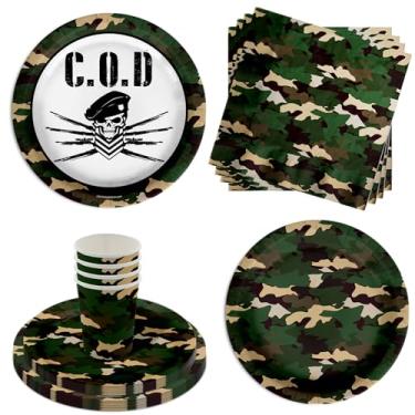 Imagem de Birthday Galore Artigos de festa temáticos Call to Duty para crianças e adultos - um conjunto ideal de talheres de celebração COD com pratos, guardanapos e copos, decoração colorida rápida para todos