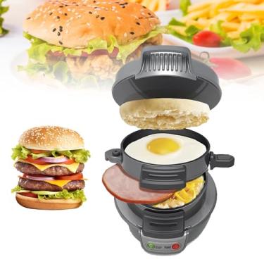 Imagem de Sanduicheira de café da manhã de praia com anel para cozinhar ovos, sanduicheira de hambúrguer. Perfeita para muffins ingleses, croissants, mini waffles, aquecimento de camada dupla