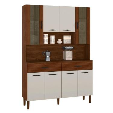 Imagem de Kit Cozinha 8 Portas Golden Ripado Off White Nogueira