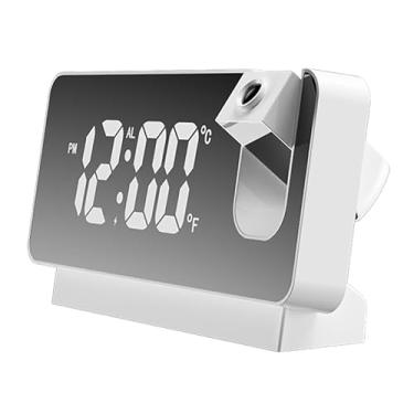 Imagem de Despertador de Projeção Digital Silenciosa de Tela Grande Com Design Luminoso Inteligente, Relógio de Cabeceira USB Versátil para Projeção de Hora ou Data (35 Contas de Luz (WHITE)