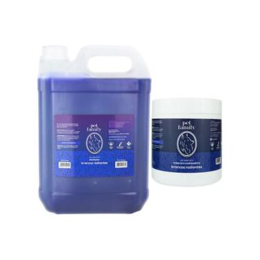 Imagem de Kit Banho Pet Shampoo Branqueador 5l E Máscara Brancos Radiantes 500g 