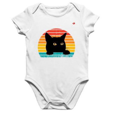 Imagem de Body Bebê Algodão Gato Vintage Sunset - Foca na Moda, Branco, GG
