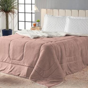 Imagem de Coberdrom Solteiro Sherpa Pele D Carneiro Dupla Face Edredom - Bordado