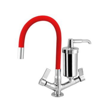 Imagem de Torneira Gourmet Cozinha Lx Filtro Bancada Vermelho Silicone - Montela