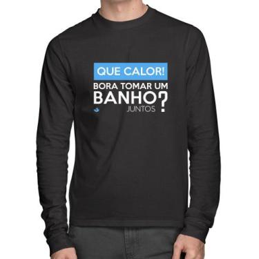Imagem de Camiseta Algodão Que calor! Bora tomar um banho juntos Manga Longa - F