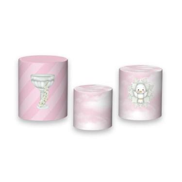 Imagem de Trio de Capas de Cilindro -  Anjinho nas nuvens rosa Batizado 009 - Vi