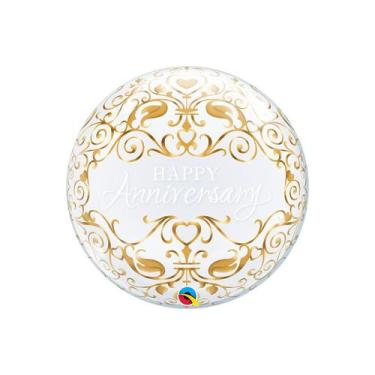 Imagem de Balão de Festa Bubble 22" 56cm - Happy Aniversary Clássico - 1 unidade