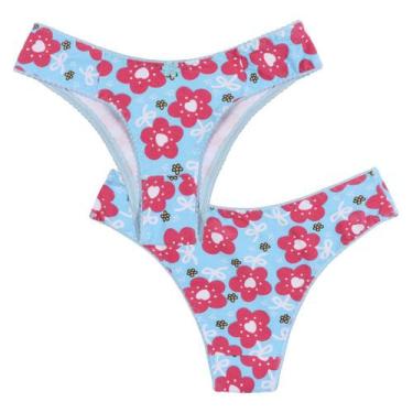 Imagem de Kit 5 Tanga Calcinhas Senhora Cotton Lisa e Estampada Floral Lingerie 