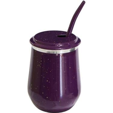 Imagem de Kit Copo Tereré Vino + Bomba Metal Gastrobel - Roxo Pig