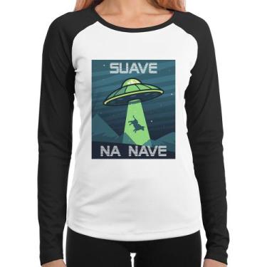 Imagem de Baby Look Raglan Suave na nave Manga Longa - Foca na Moda, Branco, Pre